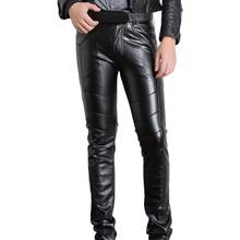 Кожаные брюки для мужчин, одноцветные, рок, сценический костюм, модные штаны для мужчин, высокоэластичные уличные штаны из искусственной кожи, мужские мотоциклетные штаны 2024 - купить недорого