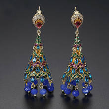 Retro Indian Jhumka Milticolor Drop Earrings Beads Crystal Jhumki Fashion Women Bridal Wedding Party Jewelry Ethnic Gypsy Dubai 2024 - buy cheap