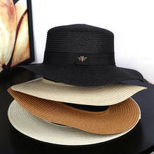 Sombrero de paja de abeja para dama, sombrilla de viaje con visera ancha y visera plana, estilo Retro europeo y americano, a la moda, 2021 2024 - compra barato