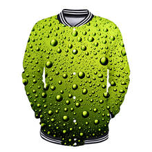 Green Water Drops Costume 3d Baseball Jacket Coat Men Women Hoodie Sweatshirt Tops Long Sleeve 3D Hoodies Jackets Streetwear 4XL 2024 - buy cheap