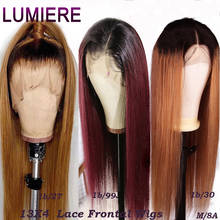 Lumiere 1B/27 Ombre цвет кружева передние человеческие волосы фоторазмера 13*4 прямой Бразильский светлый кружевной парик для женщин 1B/30/99J 2024 - купить недорого