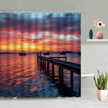 Bathroom Pendant Sea Sunset Bridge Boat Background Picture Shower Curtain Partition Screen Waterproof Polyester Fabric With Hook 2024 - buy cheap