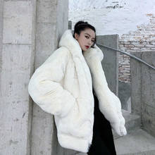 Casaco de pele falsa da moda, jaqueta de inverno feminina casual com capuz, de manga comprida, para mulheres, 2020 2024 - compre barato