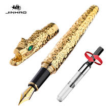 Luxury JINHAO Gold Leopard Fountain Pen Heavy Ink Pens Green crystal eyes 0.5mm Nib Office Supplies for Gifts caneta tinteiro 2024 - buy cheap