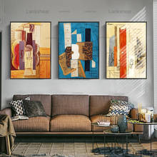 Violín abstracto decorativo nórdico para pared, pintura en lienzo, impresiones del maestro Picasso, carteles para sala de estar, decoración del hogar moderna 2024 - compra barato
