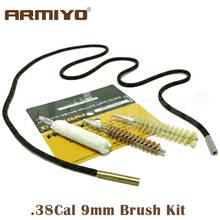 Escova para arma de limpeza armiyo 3 tamanhos, 380, 38, 357 cal 9mm, nylon de bronze, kit de mistura de acessórios de caça, fios 8-32 2024 - compre barato