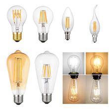 Diodo emissor de luz do bulbo do filamento e14 e27 luz de vela retro edison lâmpada g35 g35l a60 st64 ampola do vintage substituir de incandescente 2024 - compre barato