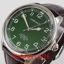 Corg17 41mm indicador verde movimento luminoso relógio automático masculino capa de aço pulseira de couro 2024 - compre barato