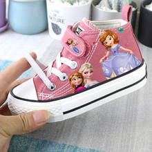 Disney cartoon girl princess elsa shoes high-top children's canvas shoes Sophia sneakers student Non-slip and lightweight shoes 2024 - buy cheap