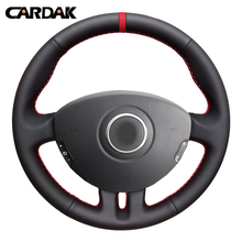 CARDAK Black Artificial Leather Red Marker Car Steering Wheel Cover for Renault Clio 3 2008 2009 Clio dynamics 2008 clio mk 3 2024 - buy cheap