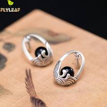 Retro Black Agate Stud Earrings For Women 925 Sterling Silver Ethnic Style Female Vintage Jewelry Original Handmade 2021 New 2024 - buy cheap