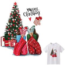 Merry Christmas Patches For Clothes DIY Washable Woman T-Shirts Heat Transfer Thermal Stickers Beautiful Girl Iron On Appliqued 2024 - buy cheap