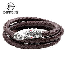 Diffone 2020 Men's Bracelet Handmade Multilayer Braided Rope Braslets Gothic Snake Punk Brazalete Accessories Male Gift For Him 2024 - buy cheap