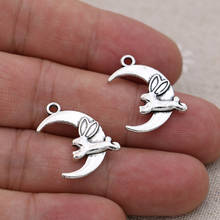 20pcs Tibetan Silver Plated Moon Rabbit Charms Pendants for Jewelry Making Bracelet Necklace DIY Accessories Craft 22x18mm 2024 - buy cheap