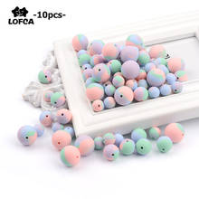 LOFCA Tie-dye 10pcs/lot Silicone Beads Teething Necklace Baby Teether Toy Silicone BPA Free Teething Beads Charms Newborn Nursin 2024 - buy cheap