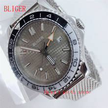 Bliger 41mm gray Dial Automatic Mechanical Mens GMT Watch Luxury Sapphire Glass Luminous Waterproof Calendar Wristwatch Men 2024 - buy cheap