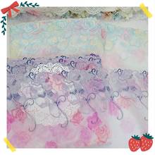 2 jardas renda de tule estilo japonês guarnição com flores de rosa vestido de boneca bordada sutiã roupa interior sofá cortina acessórios tecido 2024 - compre barato