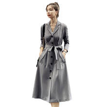 Casual Dress 2021 Spring Autumn Long Trench Coats For Women New Temperament Windbreaker Mid-length Overcoats f462 2024 - buy cheap