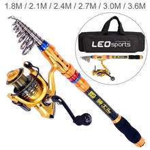 1.8m 2.1m 2.4m 2.7m 3.0m 3.6m Carbon Fiber Fishing Rod Spinning Reel Fishing Bag Combo Full Kits Telescopic Casting Pole Set 2024 - buy cheap