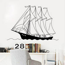 Креативный мультяшный кораблик, Настенная Наклейка для комнаты забавные Voyage художественная Наклейка на стену Декор виниловые настенные наклейки для мальчиков номер Декор Аксессуары LL297 2024 - купить недорого