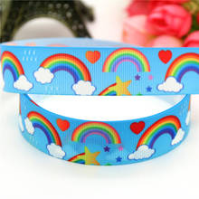 DHK 7/8'' 5yards rainbow printed grosgrain Ribbon headwear hair bow diy party decoration OEM 22mm E1204 2024 - buy cheap