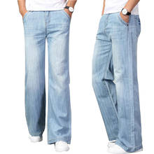 Pantalones vaqueros para hombre, Jeans elásticos ajustados de mezclilla azul claro con cuerno, pantalones grandes de microcuerno, talla grande 26-35, 2020 2024 - compra barato