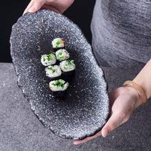 Prato de cerâmica para restaurante, talher para sushi, prato oval, prato de peixe grelhado, prato de cozinha para uso doméstico, micro-ondas 2024 - compre barato