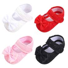 Newborn Baby Girl Shoes Soft Shoes Soft Soled Non-slip Bowknot Lace Footwear Crib Shoes For 0-18M 2024 - buy cheap