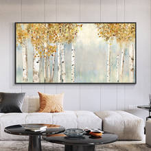 Pintura a óleo sobre tela, árvore amarela, poster artístico para parede, sem moldura, decoração de casa, sala de estar 2024 - compre barato