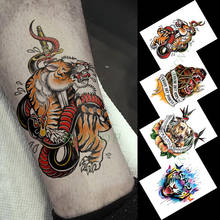 Водостойкая Временная тату-наклейка «Меч дракона», «Тигр», «Собака», «Лев», тату большого размера, флэш-тату, поддельные татуировки для девочек, мужчин и женщин 2024 - купить недорого