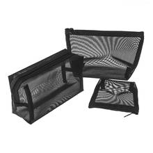 1PC Unisex Mesh Package Cosmetic Bag Transparent Travel Fashion Small Large Black Toiletry Makeup Organizer Bags Case Pouch 2024 - buy cheap