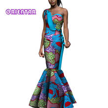 African Dresses for Women African Wax Print Bodycon Long Dress Lady Elegant One-Shoulder Evening Party Mermaid Dress WY4305 2024 - buy cheap