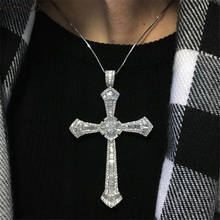 Colgante de cruz grande para mujer y hombre, Collar de plata de ley 925, colgante de cruz de piedra Cz 5A, joyería de boda para fiesta 2024 - compra barato