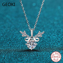 Geoki passou teste de diamante corte perfeito 0.8 ct bom moissanite cervos pingente colar 925 prata esterlina diamante animal colares 2024 - compre barato