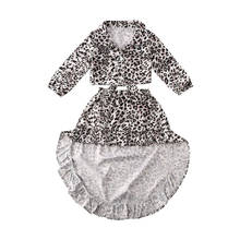 2020 New Summer 2-6Years Toddler Baby Girl Long Sleeve Crop Top Irregular Dress Leopard Outfit Clothes 2024 - buy cheap