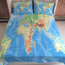 World Map Print Bed Linen Home Textile Bedding Sets Bed Sheet Pillowcase Bedclothes Queen King Size Duvet Cover Comforter Kit 2024 - buy cheap
