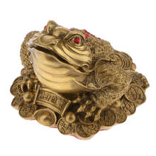 Estatueta de feng shui de bronze vintage, estatueta de toad de riqueza chinesa com 3 pinos 2024 - compre barato