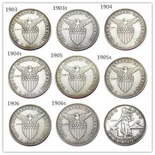 Juego de monedas de copia de P-S, 8 Uds., Peso corona plateada, (1903-1906) 2024 - compra barato