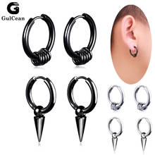 Pendientes de Aro para hombre y mujer, con cono Awl, aros pequeños colgantes de acero inoxidable negro y plateado, Punk, Hip Hop, Kpop gótico 2024 - compra barato