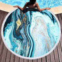 Toalha de praia redonda, redonda, marrom azul, geométrico, microfibra, banho, banho, toalha para adultos, piquenique, ioga, cobertor, cobertor 2024 - compre barato