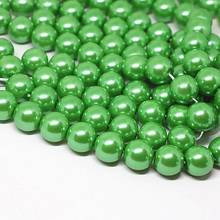 Round green simulated-pearl shell diy 4,6,8,10,12,14mm women loose fashion style accessories beads  jewelry making 15inch B1614 2024 - buy cheap
