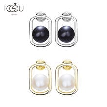 IOGOU Real 925 Sterling Silver Elegant Pearl Earrings Size 14*10mm Nature Freshwater Pearl Stud Earrings Female Fashion Jewelry 2024 - buy cheap