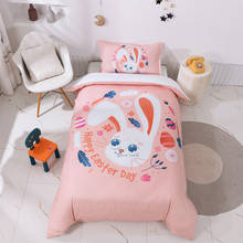 Dia da páscoa jogo de cama capa edredão para crianças coelho ovo páscoa rosa cama colcha conjunto único tamanho gêmeo meninas quarto decoração 2024 - compre barato