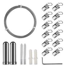 Promotion! Curtain Drape Wire Rod Set with 12 Clips, Stainless Steel Picture Hanging Wire Clothesline Wire Multi-Purpose Set Han 2024 - buy cheap