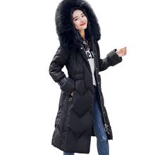 Winter long Down Jacket Women 2019 New Big Raccoon Fur Collar Hooded White Duck Feather Fashion basic Coat Female Parker HJ162 2024 - buy cheap