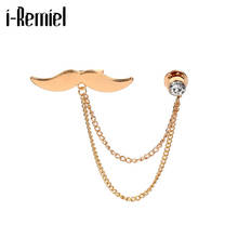 Korean New Fashion Beard Metal Brooch Pin Crystal Tassel Lapel Pins for Men's Shirt Suit Lapel Pins and Brooch Accessories 2024 - buy cheap