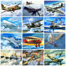 Huacan Diamond Painting Full Drill Aircraft Mosaic Embroidery Airplane Scenery Home Decor Rhinestone Pictures 2024 - buy cheap