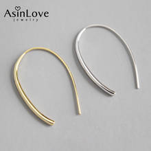 AsinLove-pendientes de oro de 18K con forma de U para mujer, joyería Simple que combina con todo, aretes de gota de Plata de Ley 925 auténtica, regalo 2024 - compra barato