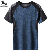 Camiseta de manga corta para hombre, camisa de manga corta de empalme de secado rápido, Top elástico para correr, ropa de Fitness, informal, M-6XL 7XL 8XL 2024 - compra barato