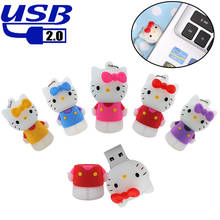 Bonito dos desenhos animados olá kitty 16gb 32gb usb pendrive flash drive gb 8 4gb 64gb barato Pen Drive de memória Flash Drive u Presente da vara para pc 2024 - compre barato